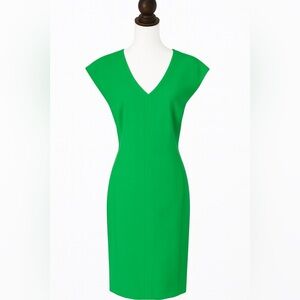 💚 Carlisle Collection V-Neck Sleeveless Sheath Dress Bright Green – Size 12